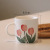 Tulip Milk Mug Cup Ins Hand-Painted Flower Mug Home Office Coffee Cup Cute Ceramic Water Cup