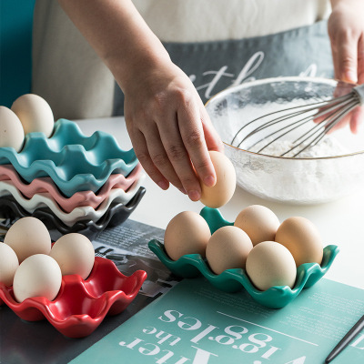 Creative Style Kitchen Supplies Egg Grid Egg Rack Household Ceramic Tableware Supplies Egg Carton Egg Grid One Piece Dropshipping