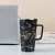 New Large Capacity Straw Marbling Ceramic Cup Creative Glass Office Mug