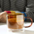 INS Wholesale Household Transparent Cylindrical Coffee Mug Heat-Resistant with Handle Insulated Color Double Glass Cup