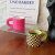 Nordic Instagram Style Fat Ceramic Mug Rose Red Ceramic Mug Chessboard Grid Mug Girls' Gifts