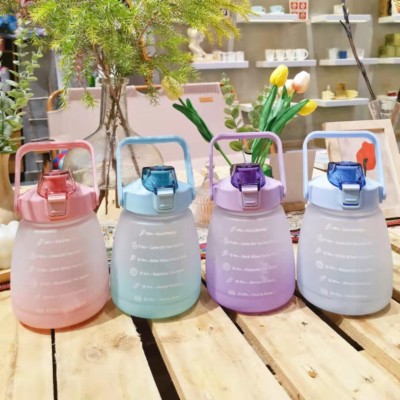 Goodlooking Super Cute Student with Straw Water Bottle Kettle High Temperature Resistant Plastic Cup Korean Style