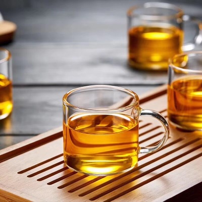 Wholesale 120ml Tea Cup Glass Heat-Resistant Glass Tea Set Borosilicate Glass with Handle Cup Tea Cup Printing