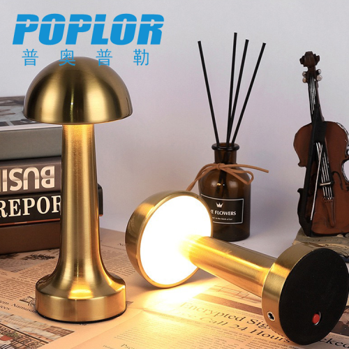 led wrought iron color table lamp usb rechargeable bedside lamp three-color electrodeless dimming restaurant atmosphere lamp gold and silver bronze
