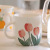 Tulip Milk Mug Cup Ins Hand-Painted Flower Mug Home Office Coffee Cup Cute Ceramic Water Cup