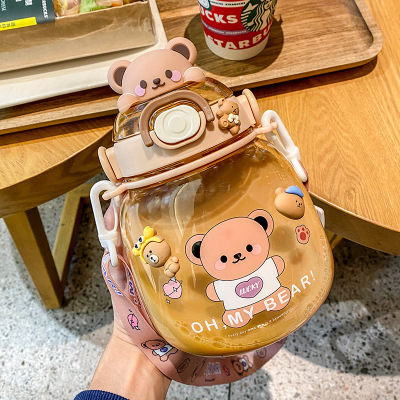 Cup Girls' Large Capacity Goodlooking Student Kettle Cute Portable Internet Celebrity Bear Big Belly Cup for Children