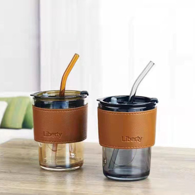 Creative Bamboo Joint Cup Glass Straw Cup Portable Cup Portable Glass Office Coffee Cup Opening Event Gift