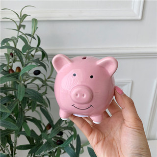 Style Cute Girl Heart Pink Soft and Adorable Mini Pig Cartoon Porcelain Savings Bank Home Ornament and Decoration Gift