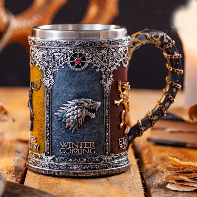 A Song of Ice and Fire Rights Game Water Cup Bar Creative 3D Stereo Carving Stainless Steel Beer Jar Goblet
