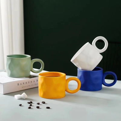 Nordic Instagram Style Ceramic Mug Creative Klein Blue Big Ear Water Cup Simple and Practical Breakfast Coffee Cup
