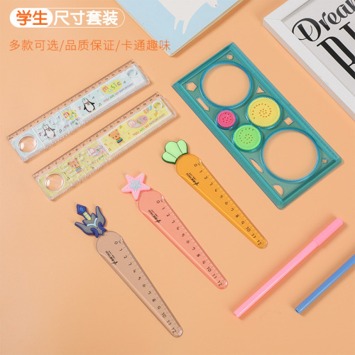 Factory Direct Supply Cartoon Ruler Student Stationery Drawing Measurement Soft Ruler Kaleidoscope Creative Children Can Draw ruler