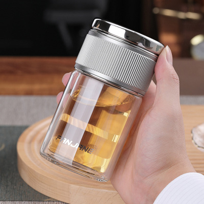 Glass Cup Internet Celebrity Tea Making HeatResistant Cup Men and Women Portable HighEnd Transparent Lettering Water Cup