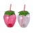 Net Red Strawberry Cup with Straw Plastic Cup Cute Female Belt Accessories Milky Tea Cup Student Water Cup Water Bottle