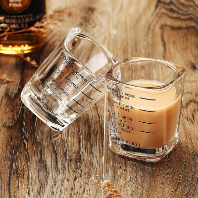 Wholesale Glass Square Cup with Scale 60ml Espresso Ounce Cup Baking Measuring Cup Cross-Border Double Measurement