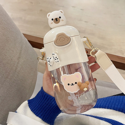 Goodlooking Cup With Straw Portable Large Capacity Plastic Cup Student Male Cute Water Bottle Simple EasyToCarry Cup