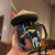 Halloween Black Mushroom Tea Strainer Water Cup Little Devil Paradise Black Cat Mug Glass Straw Cup Desktop Cup