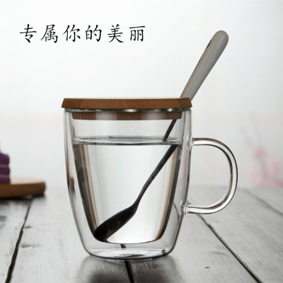 Glass DoubleLayer Cup Transparent Insulated Milk Cup Coffee Cup with Handle Beer Steins DoubleLayer Mug