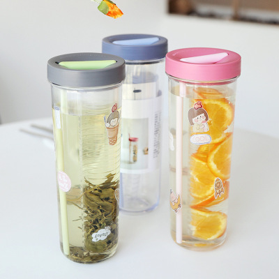 New Internet Celebrity Plastic Cup with Straw Creative Female Student Folding Tumbler Portable Juice Ice 700ml