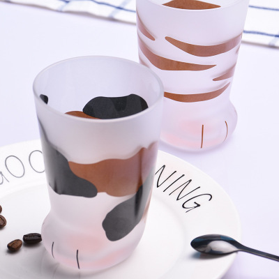 Creative Animal Cat Foot Glass Cup Japanese Matte Cat's Paw Milk Juice Glass Beer Drink Cup