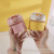 Trending Creative One Cup Dual-Use Glass Water Cup Couple Double Drink Coffee Cup with Straw Portable Tea Brewing Cup