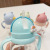 Infant Cartoon Straw Cup Slide Lid Water Cup with Handle Strap Scale Baby Creative Trendy Water Cup 550ml