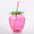 Plastic Fruit Drink Shape Children's Straw Cup Disposable Luminous Transparent Strawberry Juice Cup Factory Wholesale