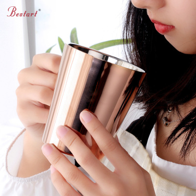 Double Layered with Insulation Band Handle Milk Cup 304 Stainless Steel Water Cup Korean Restaurant Mug Beer Steins Logo