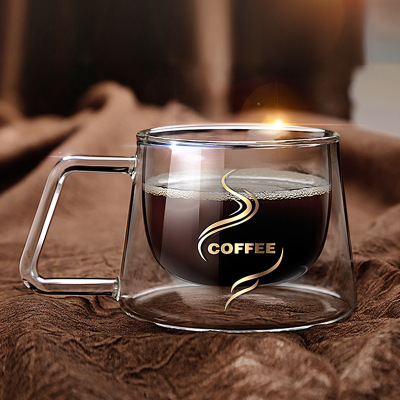 Mingshangde Creative Glass DoubleLayer Coffee Cup Nordic Style Fashion Mug Transparent Cup Whole Can Be Sent on Behalf