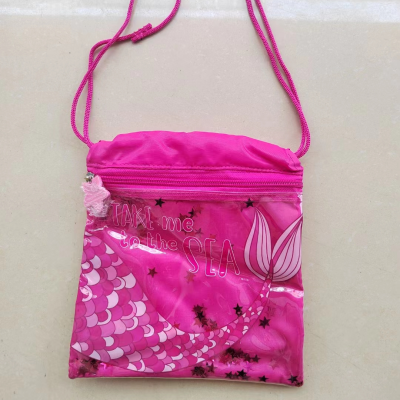 PVC + Canvas Mobile Phone Change Messenger Bag Mermaid Pattern