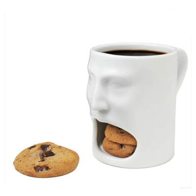 Factory Direct Sales Eating Cake Cup Face Mug Face-Shaped Ceramic Coffee Cup Face Cookie Cake Cheers Cartoon Cup