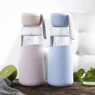 Korean Style Glass Cup Creative Heat-Resistant Water Cup Cute Glass Portable Couple Student Cup Fresh Simple Anti-Scald