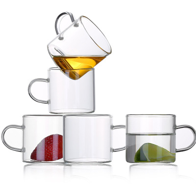 Internet Celebrity Glass Thick Heat-Resistant Glass Teacup Tea Cup Household High-End Cheap Gift Coffee Cup with Handle