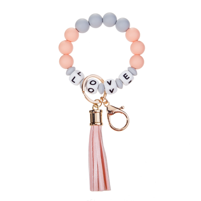 Factory Direct Sales Edible Silicon Beads Bracelet Key Chain Amazon Cross-Border Hot Selling Bracelet Keychain