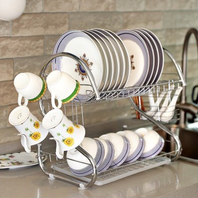 Taojuhuan Kitchen Two-Tier Bowl and Dish Storage Rack Multi-Functional S-Type Draining Rack Storage Rack Floor One 