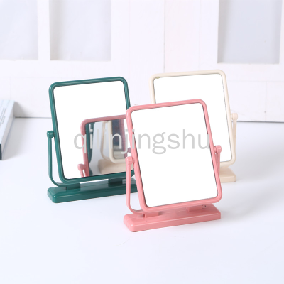 Desktop Makeup Mirror European Style Mirror Double-Sided Vanity Mirror Reverse 3x Enlarged Square Mirror