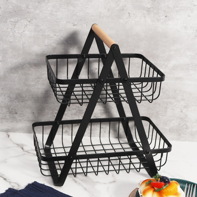 Drain Rack Nordic Spray Storage Basket Black Iron Storage Basket Desktop Convenient Fruit Finishing