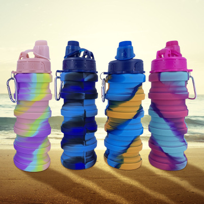 Creative Travel Folding Silicone Water Bottle Outdoor Portable Retractable Water Bottle Edible Silicon Camouflage Sports Cup