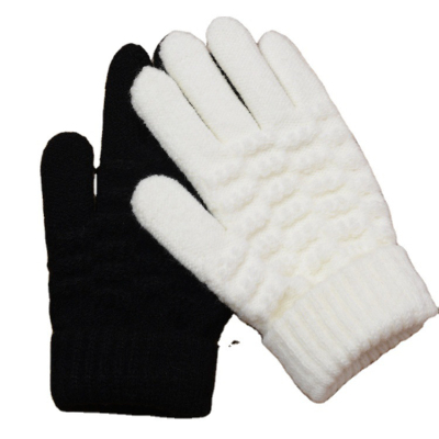 Jacquard Children's Five-Finger Warm Cashmere Knitted Gloves
