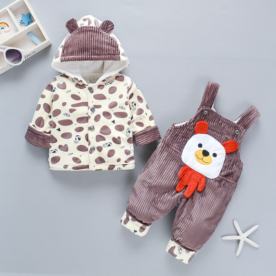 New Autumn and Winter Men's and Women's Baby Cotton Padded Coat 012-Year-Old Baby Corduroy Vest Three-Piece Thickened Cotton Padded Suit Small Child's Clothing