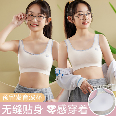 Developmental Girls Vest Girl's Underwear Primary School Junior High School Students 9-12-15 Years Old the Big Kids Girl's Bras