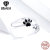 Bissal Original Cute Pet Mark Sterling Silver S925 Open Ring Black Oil Dripping Cat Dog Paw Ring Bracelet