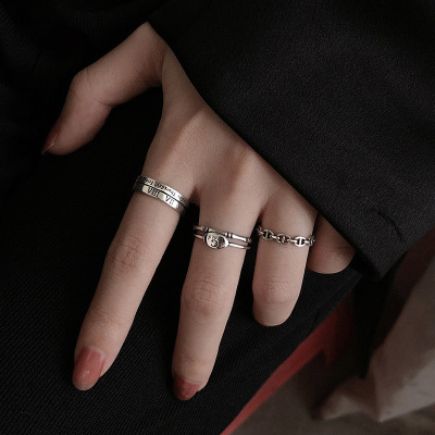 Korean Double Layer Ins Ornament Trendy Cold Open Ring Female Light Luxury and Simplicity Fashion