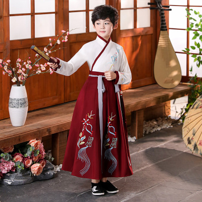 Children's Ancient Costume Super Fairy Children's Clothing Hanfu Boy's Boy Suit Tang Suit Three-Character Sutra Spring and Summer Original Recitation Costume