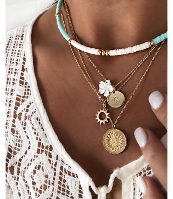 European and American Popular New Fashion Personalized Flower Multi-Layer Women's Necklace Set AliExpress Amazon A0323