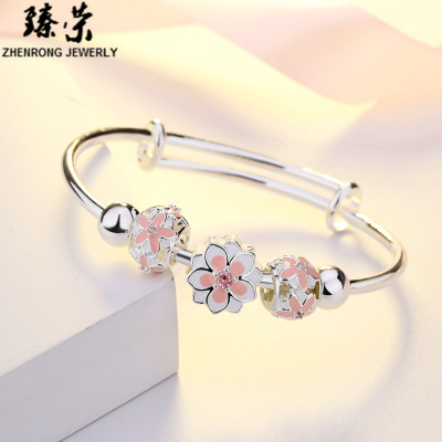 Plated S925 Sterling Silver Sayonara Bracelet Female Net Red Same Style Swan Lucky Changeable Beads Silver Bracelet