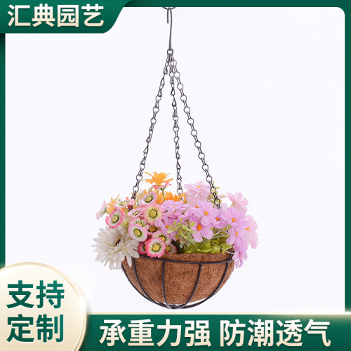 creative succulent cradle and flower pot home decoration balcony coconut palm flower pot iron hanging decoration hanging pots flower stand