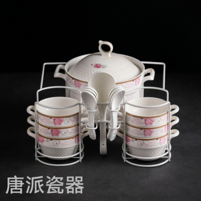 Health Ceramic Soup Pot Soup Bowl Soup Spoon Soup Gift Set Kitchen Supplies Export Korea Soup Pot Milk Pot