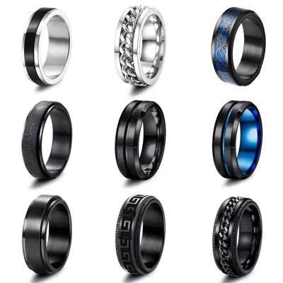 Ornament Titanium Steel Can Be Cross-Border Hot Male European and American Amazon Stainless Steel Couple Rotatable Ring