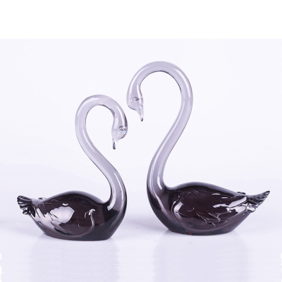 Modern Minimalist Glass Couple Swan Home Decoration Living Room TV Cabinet Decoration Crafts Wedding Gifts 461