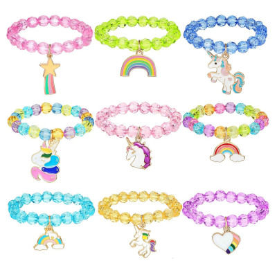 Amazon 9 PCs Colorful Unicorn Bracelet Rainbow Unicorn Girl Beaded Jewelry Birthday Party Decorations